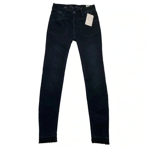 We The Free Ivy Released Hem Mid Rise Dark Navy Womens Skinny Jeans Size 24 - Picture 4 of 11